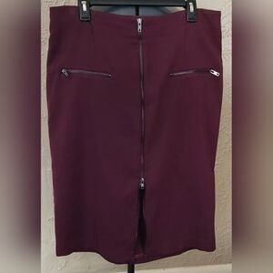 Worthington Womens Size 18 Plum Burgundy Zip Front Pencil Skirt VGC
